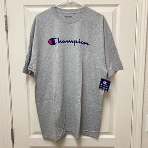 Champion Classic T-Shirt Mens 2XL Script Graphic Gray Big & Tall Gray Grey NWT